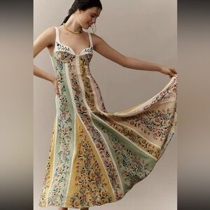 Christian Lacroix sz 10 panel Floral Dress farm rio nwt linen